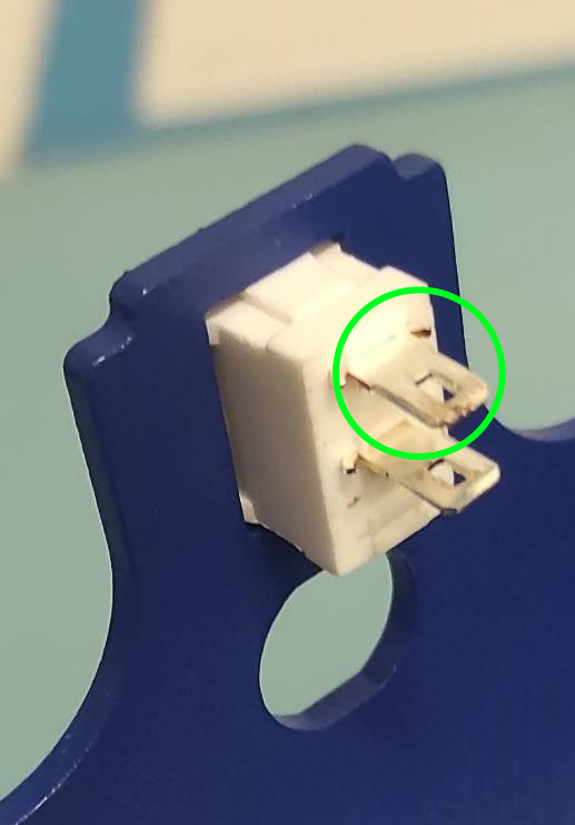 ON/OFF SWITCH with green circle for upper spade connector.